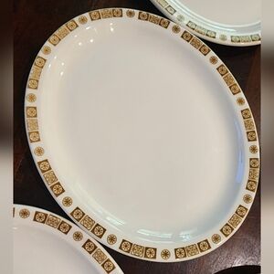 6 Buffalo Restaurant Commercial China Oval Plates Oakbrooke Gold ATOMIC 8 7/8"